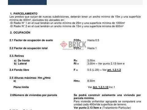 Terreno en Venta 11  mts Fondo