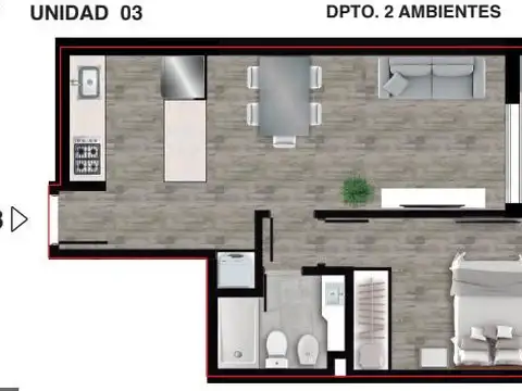 Departamento en Venta de 1 dormitorio