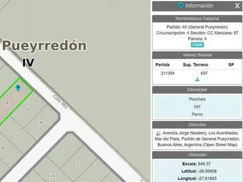 Terreno en Venta de 637,0 m2