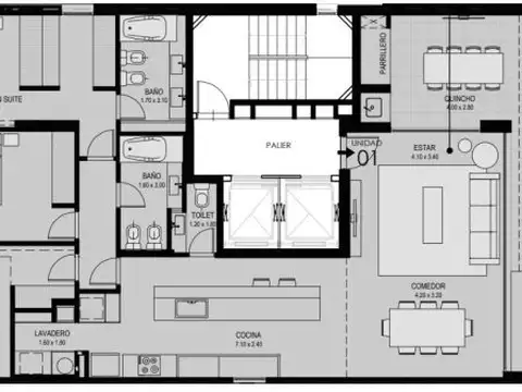 Departamento 5 ambientes con 2 baños