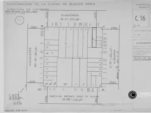 EXCEPCIONAL LOTE de 14 m x 60 m - Echeverría y Miñones -  Belgrano Chico