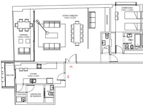 Departamento 4 ambientes con 3 baños