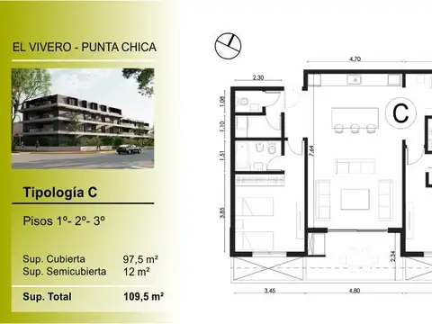 Departamento en Venta de 2 dormitorios