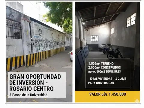 2000M2 CUB Y 1505M2 DE TERRENO. IDEAL PROYECTO INMOBILIARIO