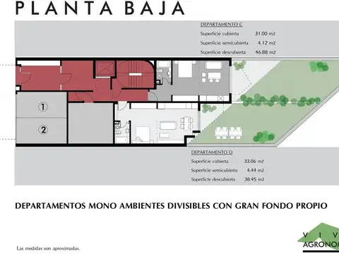 VIVI AGRONOMIA - MONOAMBIENTES DIVISIBLES DE 37 a 47 M2 APRO