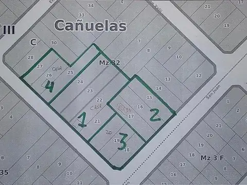 Quinta de 1/2 hectárea con 2 casas y pileta (5039 m2) sobre 13 Lotes de distintos tamaños.