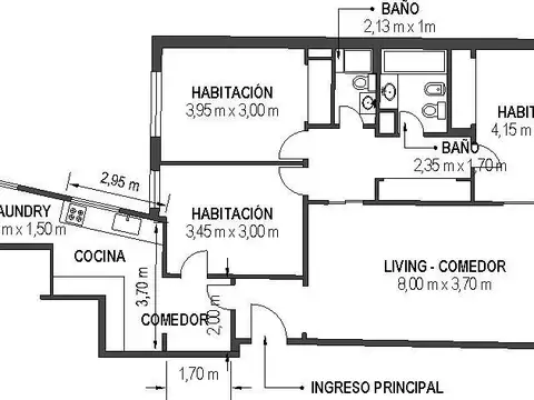 Departamento 5 ambientes con 2 baños
