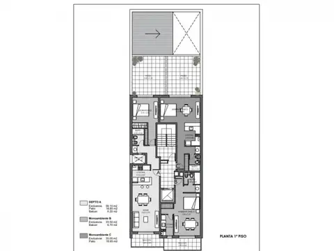 Departamento Monoambiente con 1 baño