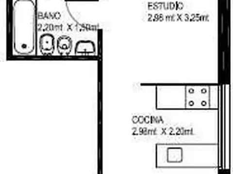 Departamento Monoambiente con 1 baño