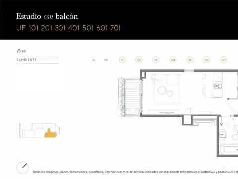 Departamento Monoambiente con 1 baño