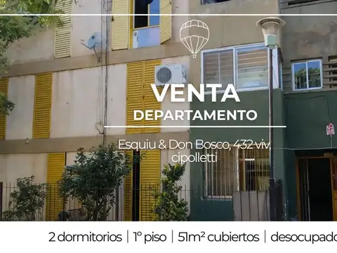 VENTA DEPARTAMENTO 2 DORMITORIOS 434VIV CIPOLLETTI