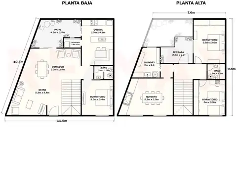 Casa 4 ambientes con 2 baños
