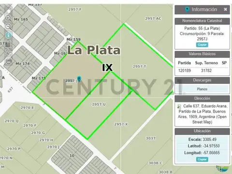 Avenida 7 y 637 13 hectáreas en venta La Plata