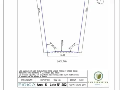 Terreno en Venta de 992,0 m2