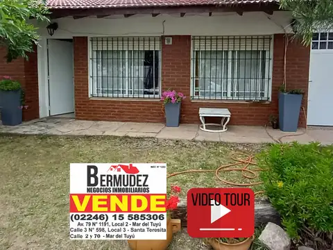 Chalet venta 2 amb Mar del tuyu calle 79 entre 3 y 4 sobre lote de 300m2