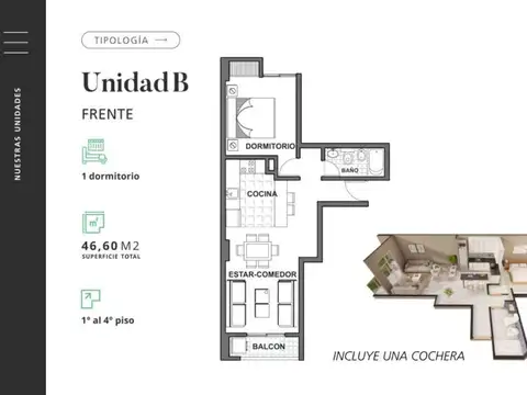 Departamento en Venta con 1 cocheras