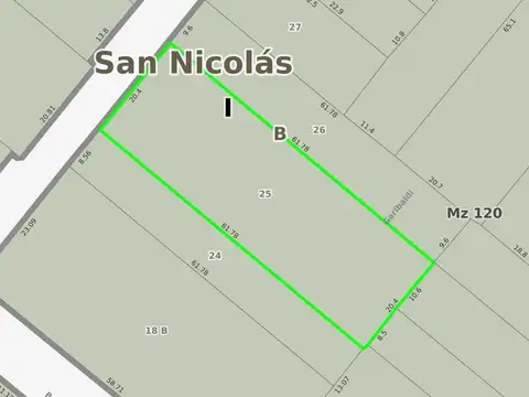 Terreno en Venta 20  mts Frente