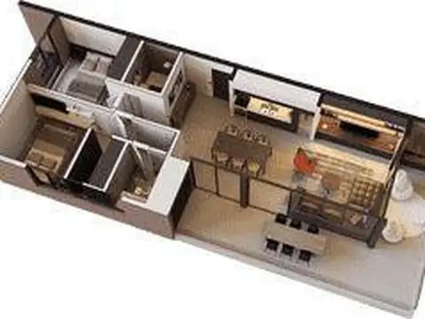 Departamento 3 ambientes con 1 baño