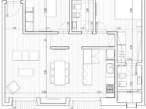 Departamento 3 ambientes con 2 baños