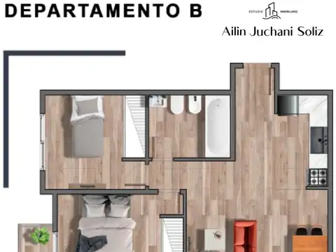 Departamento 3 ambientes con 1 baño