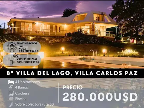 Venta Casa 4 Dormitorios En 2.091M² De Parque Sobre Ruta 38 En Villa Del Lago - Villa Carlos Paz