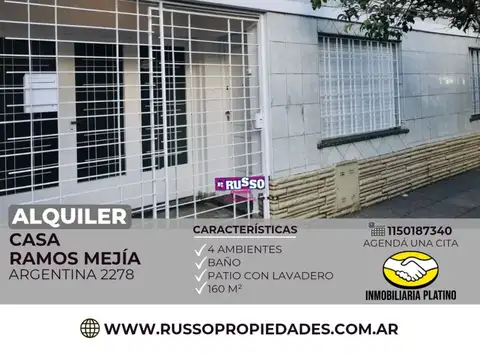 Alquiler casa 4 ambientes Ramos Mejia