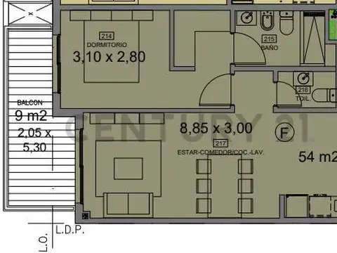 Departamento en Venta de 2 ambientes