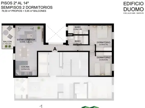 Departamento en Alquiler de 3 ambientes