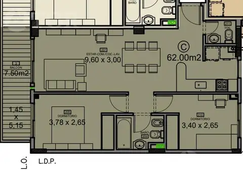 Departamento en Venta de 2 dormitorios