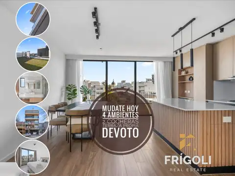 Dpto 4 Ambientes  de 241 m2 totales  (4° "B") con Terraza Propia de 125 m² - Parrilla