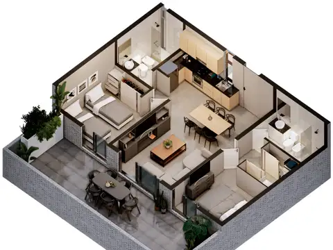 Departamento 4 ambientes con 2 baños