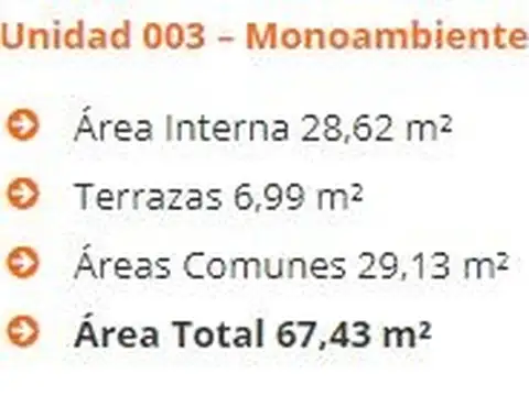 Departamento Monoambiente con 1 baño