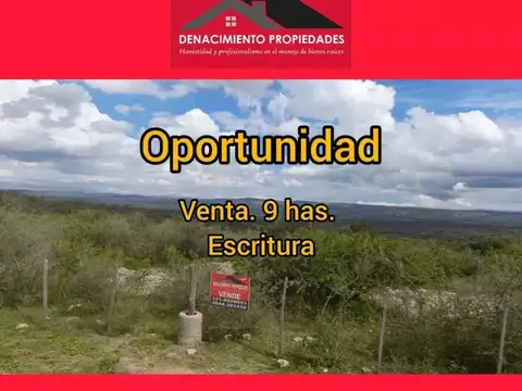Campo de 9 hectáreas con escritura en Mina Clavero