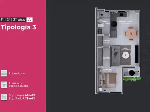 Departamento en Venta de 2 ambientes