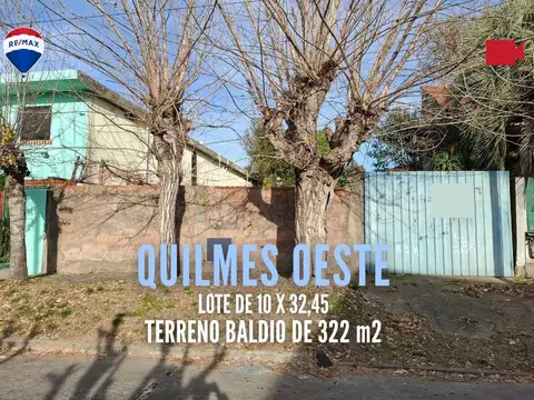 VENTA LOTE DE 322 m2 EN QUILMES OESTE