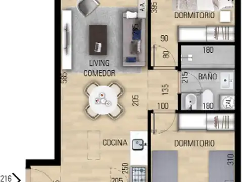 VENTA APARTAMENTO DOS DORMITORIO EN POZO EN PRADO