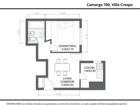 Departamento en Venta de 2 ambientes