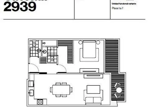 Departamento Monoambiente con 1 baño