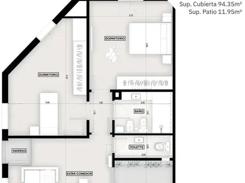 Casa 5 ambientes con 2 baños