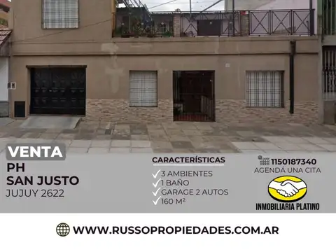 Casa tipo PH en Venta 3 Ambientes  San Justo, La Matanza