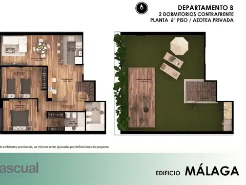 Departamento 3 ambientes con 1 baño