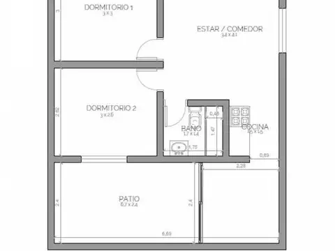 Departamento en Venta de 3 ambientes