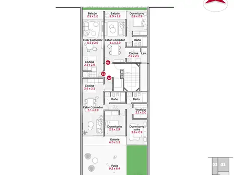 Departamento 3 ambientes con 2 baños