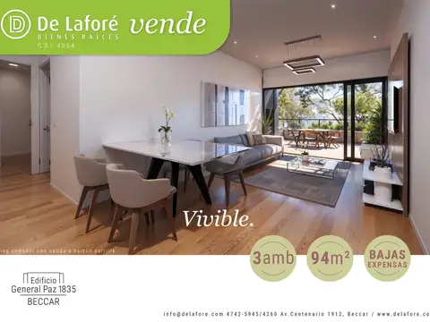 VENTA - Departamento 3 ambientes A ESTRENAR en Beccar - 3° D