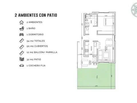 Departamento en Venta de 2 ambientes