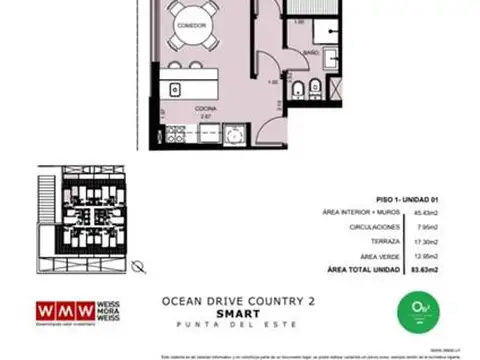 Departamento en Venta en Punta del Este, USD 186.000