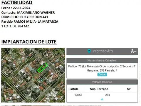 TERRENO A LA EN VENTA EN EL CENTRO DE RAMOS MEJIA