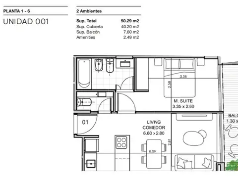 Departamento en Venta de 2 ambientes