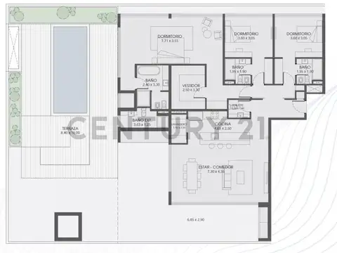 Departamento con tres dormitorios en suite, y enorme balcón con parrilla y vista al río.