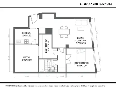 Departamento · en Venta · 3 ambientes · P.B · C/Patio · Recoleta